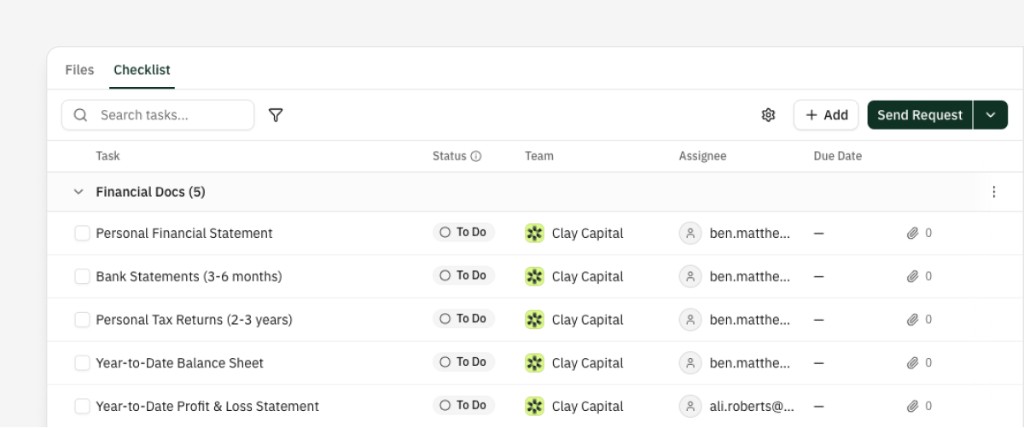 Vault Checklist tab with task columns